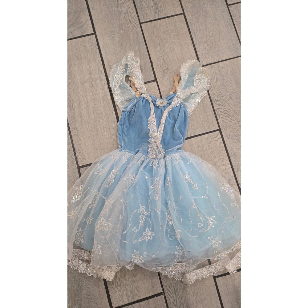 Revolution Dancewear Light Blue Velvet Sequin Ballet Tutu Costume Size LC
